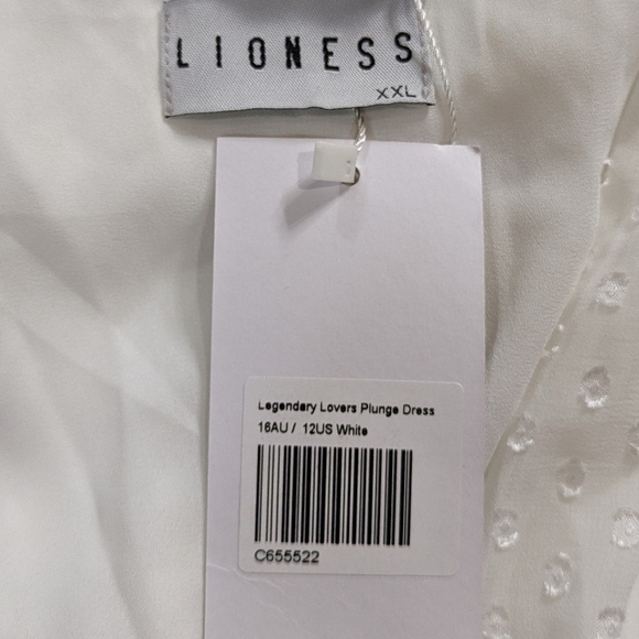 NWT Lioness white legendary lovers plunge v neck tie waist dress XXL - Picture 13 of 14